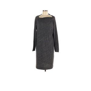 Eileen Fisher Sweater Dress Gray Boat‎ Neck Medium 3/4 Sleeves Casual Career